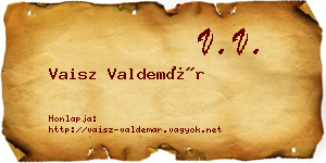 Vaisz Valdemár névjegykártya